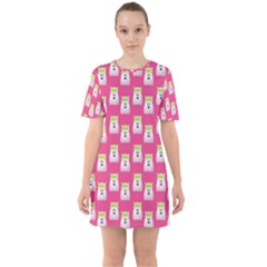 Ghost Pet Pink Sixties Short Sleeve Mini Dress