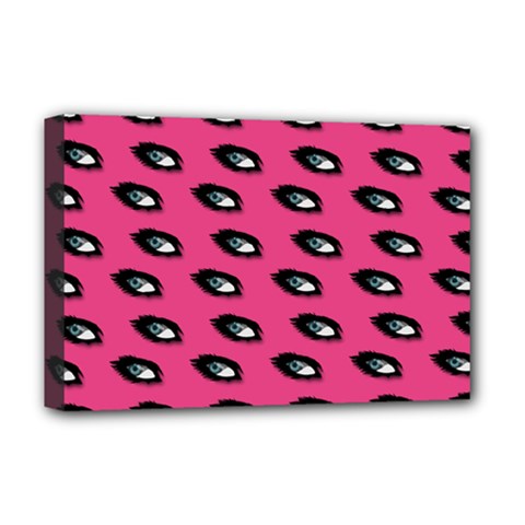 Eyes Dark Pink Deluxe Canvas 18  X 12  (stretched)