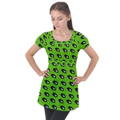 Eyes Green Puff Sleeve Tunic Top by snowwhitegirl