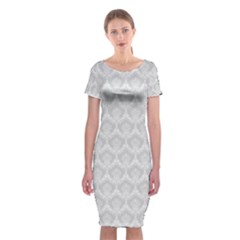Damask Grey Classic Short Sleeve Midi Dress
