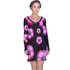 Wallpaper Ball Pattern Pink Long Sleeve Nightdress