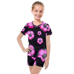 Wallpaper Ball Pattern Pink Kids  Mesh Tee And Shorts Set