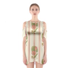 Lotus Flower Waterlily Wallpaper Shoulder Cutout One Piece Dress by Mariart