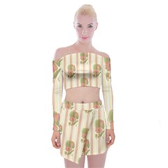 Lotus Flower Waterlily Wallpaper Off Shoulder Top With Mini Skirt Set by Mariart