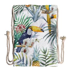 Tropical birds Drawstring Bag (Large)