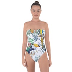 Tropical birds Tie Back One Piece Swimsuit