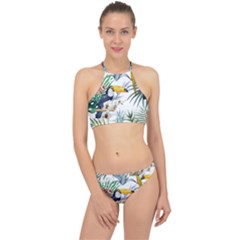 Tropical birds Racer Front Bikini Set