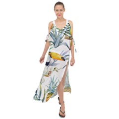 Tropical birds Maxi Chiffon Cover Up Dress