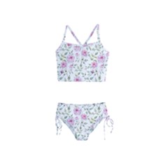 Pink flowers Girls  Tankini Swimsuit