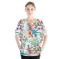 Tropical flamingos Batwing Chiffon Blouse