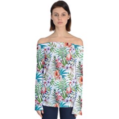 Tropical flamingos Off Shoulder Long Sleeve Top