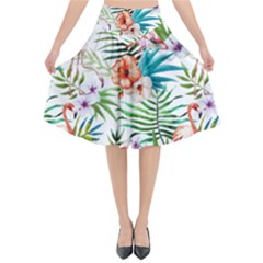 Tropical flamingos Flared Midi Skirt