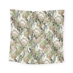 Romantic Beige Flowers Square Tapestry (small)