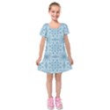 Ornamental Blue Kids  Short Sleeve Velvet Dress View1