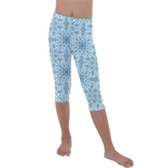 Ornamental Blue Kids  Lightweight Velour Capri Leggings  by snowwhitegirl