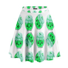 Kawaii Lime Jam Jar Pattern High Waist Skirt by snowwhitegirl