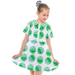 Kawaii Lime Jam Jar Pattern Kids  Short Sleeve Shirt Dress by snowwhitegirl