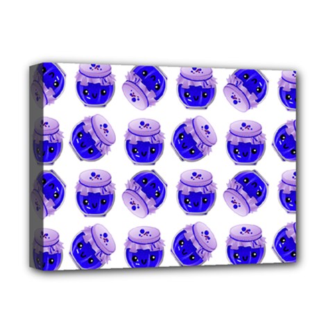 Kawaii Blueberry Jam Jar Pattern Deluxe Canvas 16  X 12  (stretched)  by snowwhitegirl
