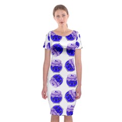 Kawaii Blueberry Jam Jar Pattern Classic Short Sleeve Midi Dress by snowwhitegirl