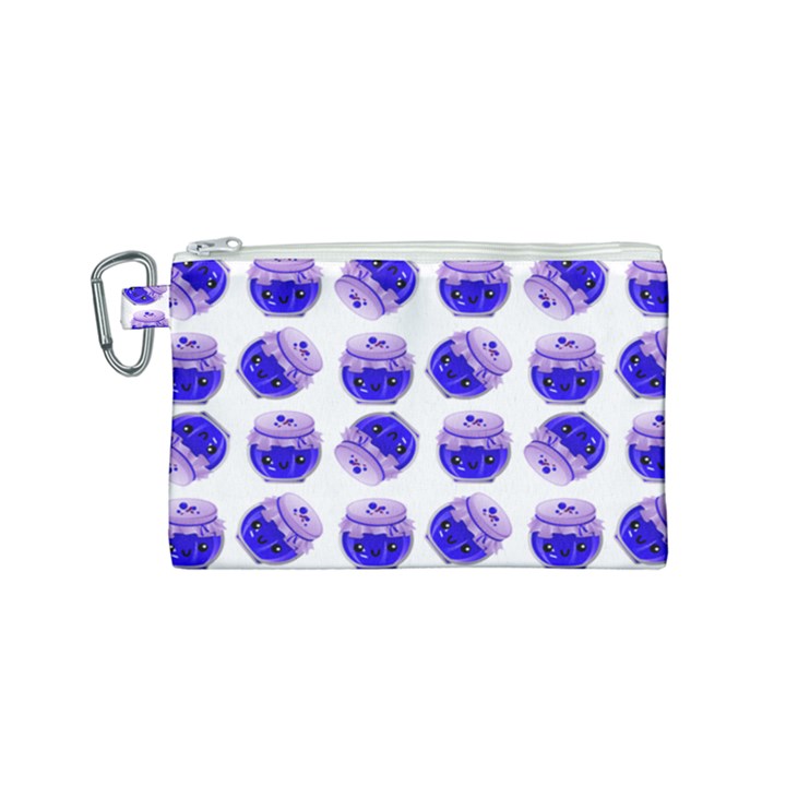 Kawaii Blueberry Jam Jar Pattern Canvas Cosmetic Bag (Small)