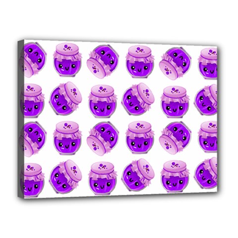 Kawaii Grape Jam Jar Pattern Canvas 16  X 12  (stretched) by snowwhitegirl