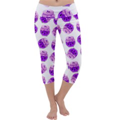 Kawaii Grape Jam Jar Pattern Capri Yoga Leggings by snowwhitegirl