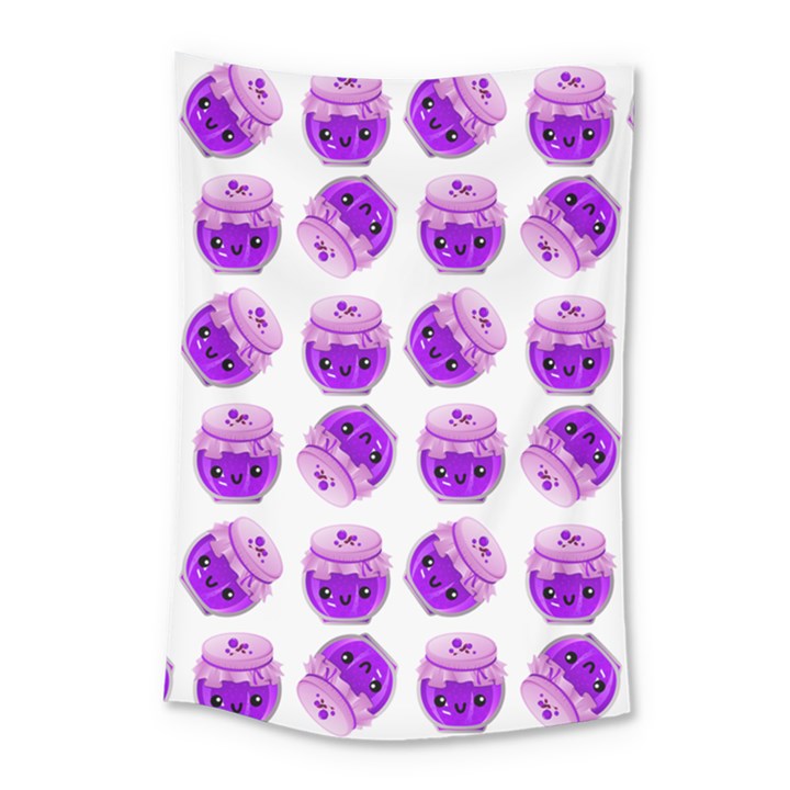 Kawaii Grape Jam Jar Pattern Small Tapestry