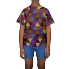 Fall Geometric Pattern Kids  Short Sleeve Swimwear