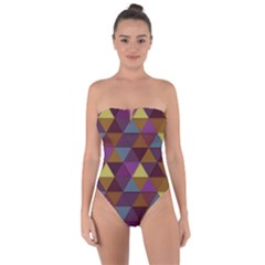 Fall Geometric Pattern Tie Back One Piece Swimsuit