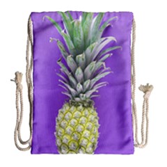 Pineapple Purple Drawstring Bag (large)