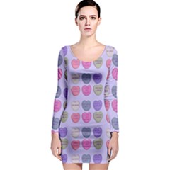 Valentine Hearts Lilac Long Sleeve Bodycon Dress by snowwhitegirl