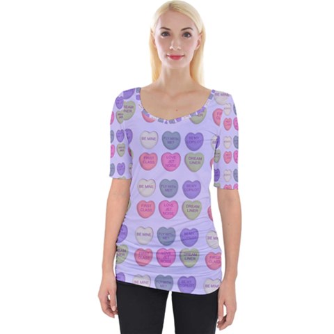 Valentine Hearts Lilac Wide Neckline Tee by snowwhitegirl