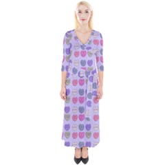 Valentine Hearts Lilac Quarter Sleeve Wrap Maxi Dress by snowwhitegirl