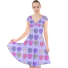 Valentine Hearts Lilac Cap Sleeve Front Wrap Midi Dress by snowwhitegirl