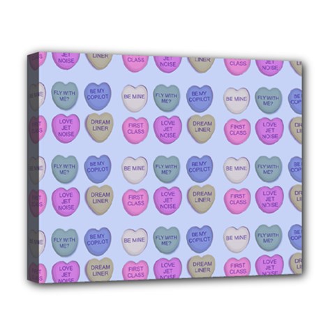 Valentine Hearts Blue Deluxe Canvas 20  X 16  (stretched)