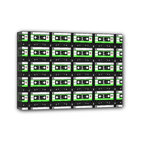 Green Cassette Mini Canvas 7  x 5  (Stretched)