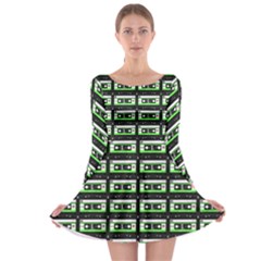 Green Cassette Long Sleeve Skater Dress