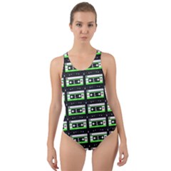 Green Cassette Cut-Out Back One Piece Swimsuit