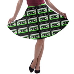 Green Cassette A-line Skater Skirt