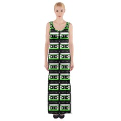 Green Cassette Maxi Thigh Split Dress