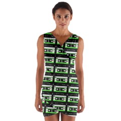 Green Cassette Wrap Front Bodycon Dress