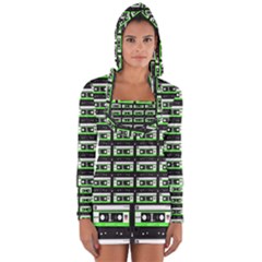 Green Cassette Long Sleeve Hooded T-shirt
