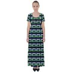 Green Cassette High Waist Short Sleeve Maxi Dress