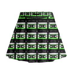 Green Cassette Mini Flare Skirt
