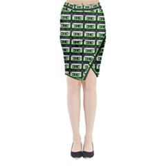Green Cassette Midi Wrap Pencil Skirt