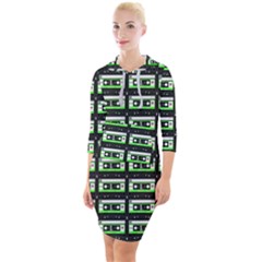 Green Cassette Quarter Sleeve Hood Bodycon Dress