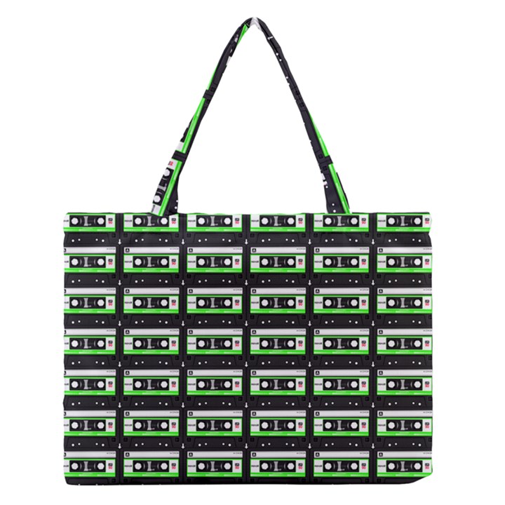 Green Cassette Zipper Medium Tote Bag