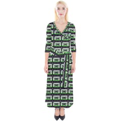 Green Cassette Quarter Sleeve Wrap Maxi Dress