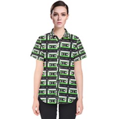 Green Cassette Women s Short Sleeve Shirt