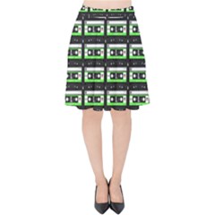Green Cassette Velvet High Waist Skirt